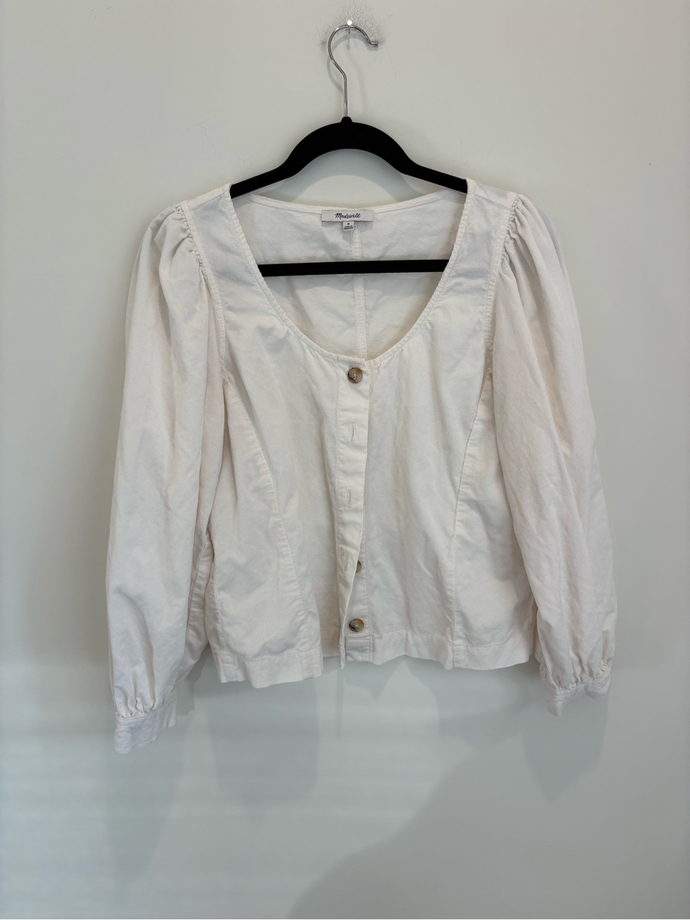 Madewell corduroy White Scoop Neck Button Front Blouse